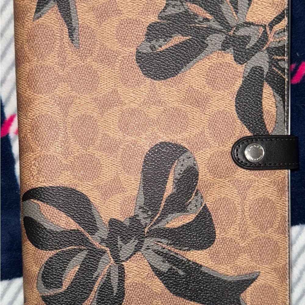 Coach Brown and Black Bow Print Notebook